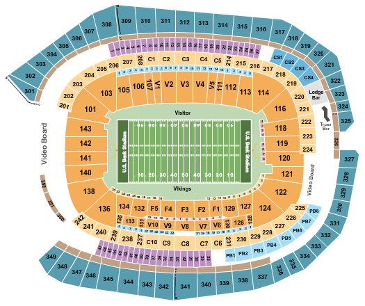 US Bank Stadium Football Seating Chart