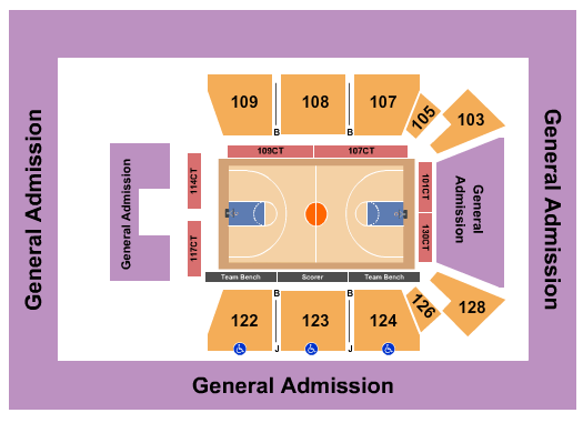 seating chart for ExploreAsheville.com Arena at Harrah's Cherokee Center - Basketball-3 - eventticketscenter.com