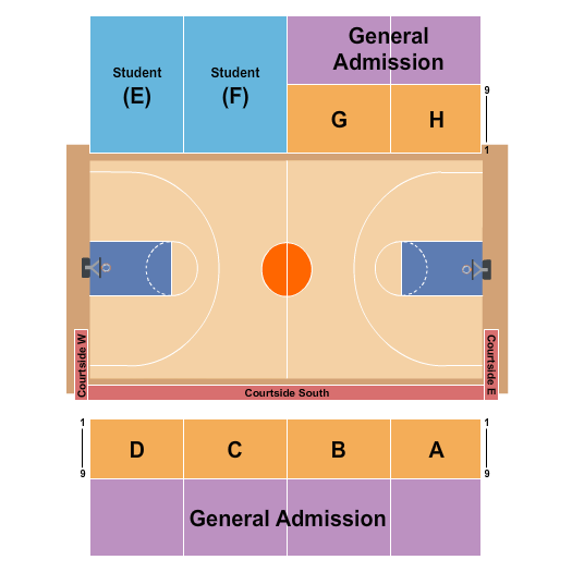 UTRGV Fieldhouse Basketball Seating Chart