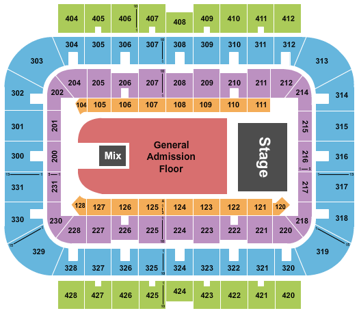UWM Panther Arena Endstage GA Floor Seating Chart