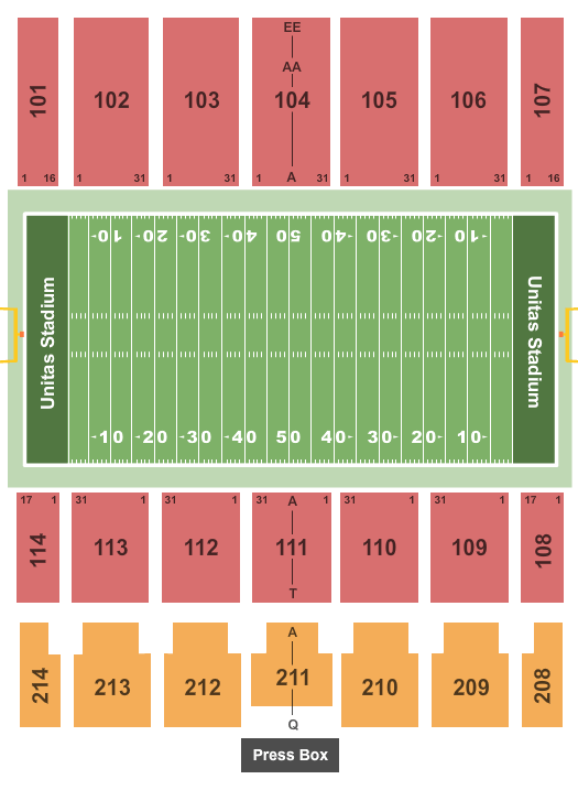 Unitas Stadium Football Seating Chart