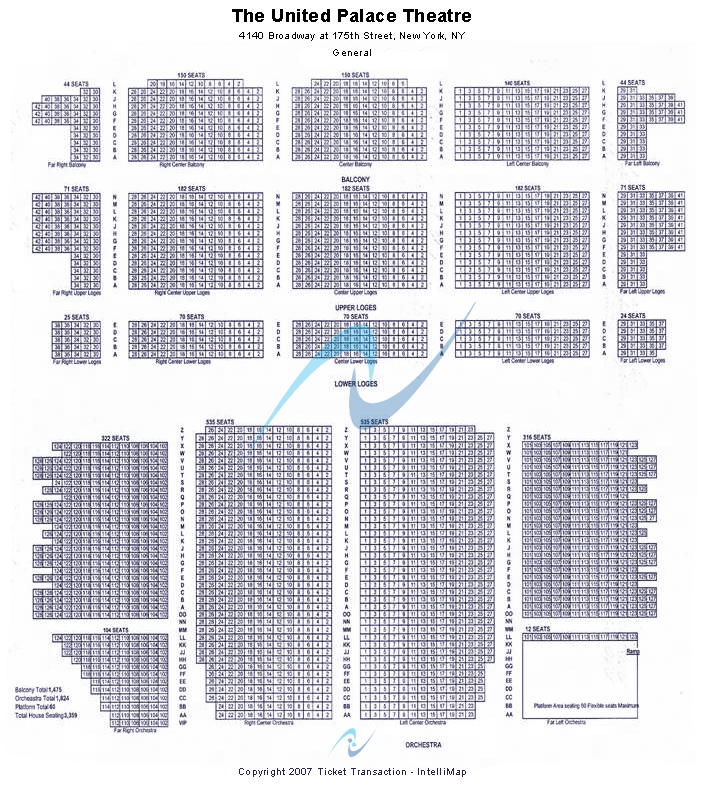 United Palace Theatre General Seating Chart