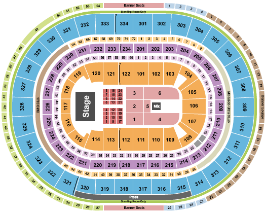 United Center Endstage - Front Tables Seating Chart
