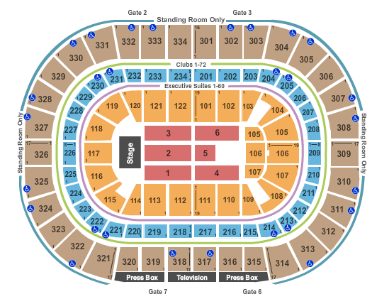 seating chart for United Center - End Stage - eventticketscenter.com
