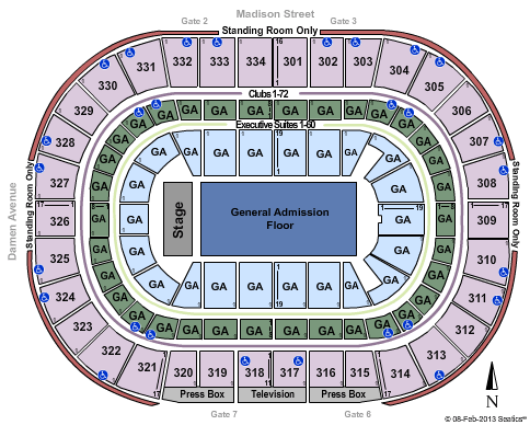 United Center GA Floor Lower Club Reserved Seating Chart