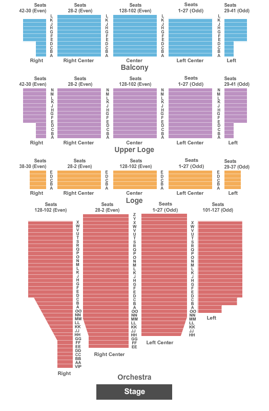 United Palace Theatre Endstage VIP Row 2 Seating Chart