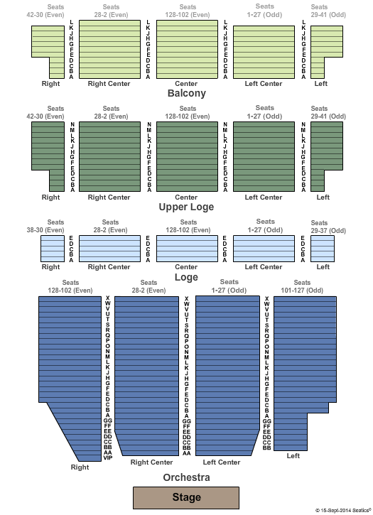 United Palace Theatre Endstage w/ VIP Row Seating Chart