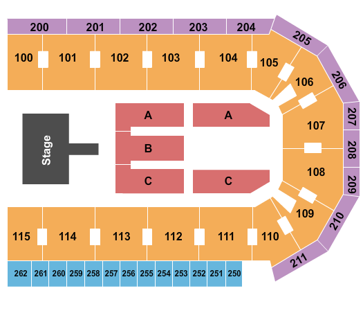 United Wireless Arena End Stage No Pit Seating Chart