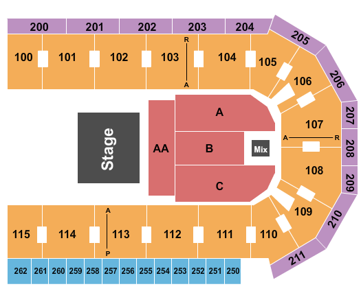 seating chart for United Wireless Arena - Endstage 2 - eventticketscenter.com