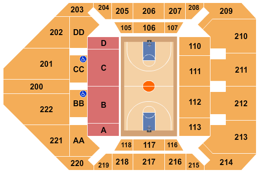 University Arena at Read Fieldhouse Basketball - Womens Seating Chart