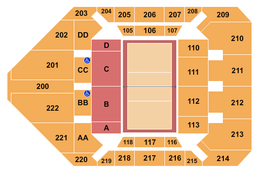 University Arena at Read Fieldhouse Volleybal Seating Chart