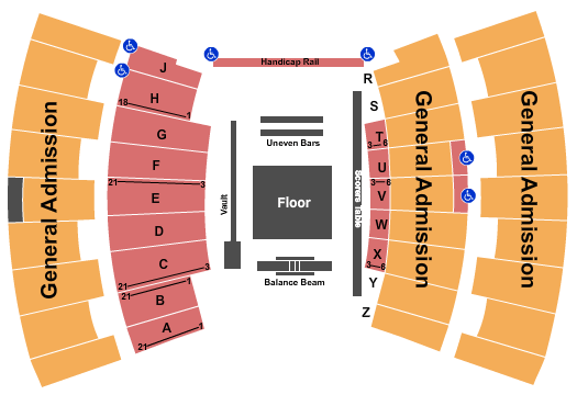 University of Kentucky - Memorial Coliseum Gymnastics Seating Chart