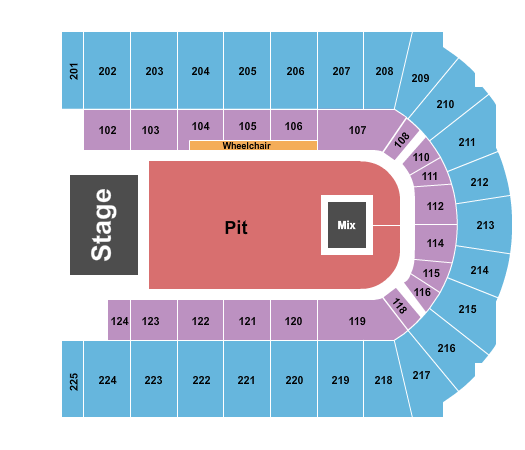 Upstate Medical University Arena at Onondaga County War Memorial Endstage Full Pit Seating Chart