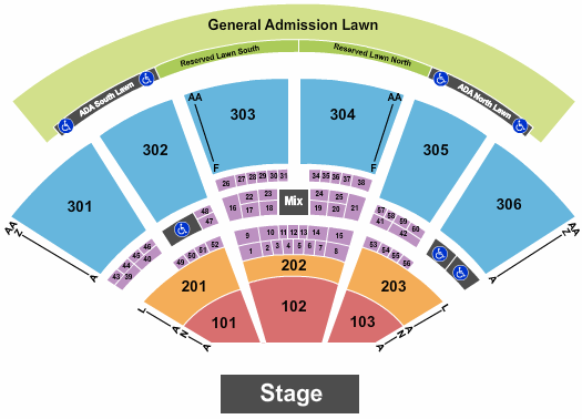 seating chart for USANA Amphitheatre End Stage - eventticketscenter.com