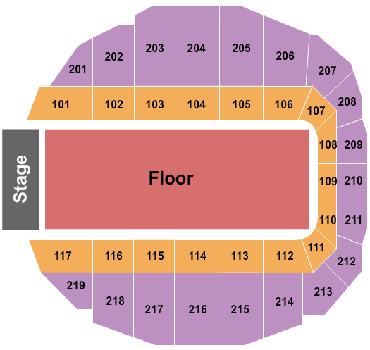 Adirondack Bank Center at Utica Memorial Auditorium Endstage GA Floor Seating Chart