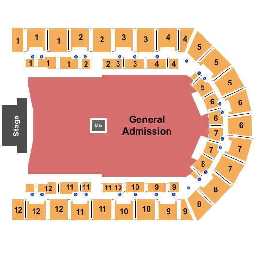 Utilita Arena Birmingham End Stage GA Floor Seating Chart