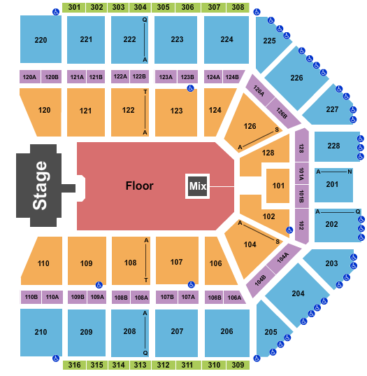 Van Andel Arena Endstage GA Floor w/ Catwalk Seating Chart