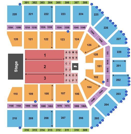 Van Andel Arena Endstage - Rear Tables Seating Chart