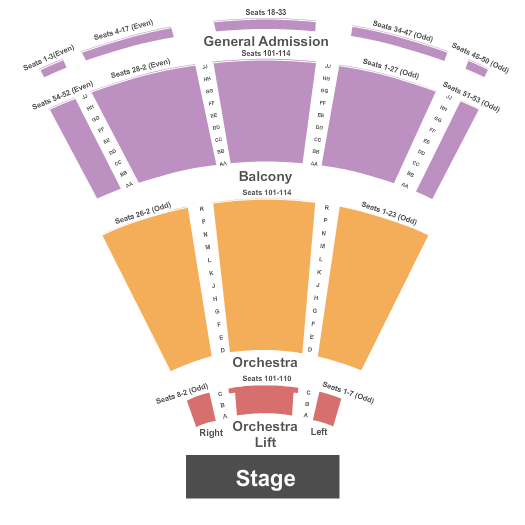 Van Duzer Theatre End Stage Seating Chart