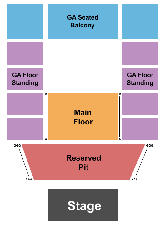 Variety Playhouse Endstage RSV Pit & GA Flr/Blc Seating Chart