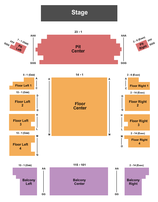 Variety Playhouse Endstage Seating Chart