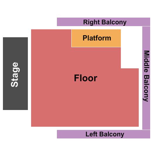 Varsity Theater - MN Reserved Floor w/ Platform Seating Chart