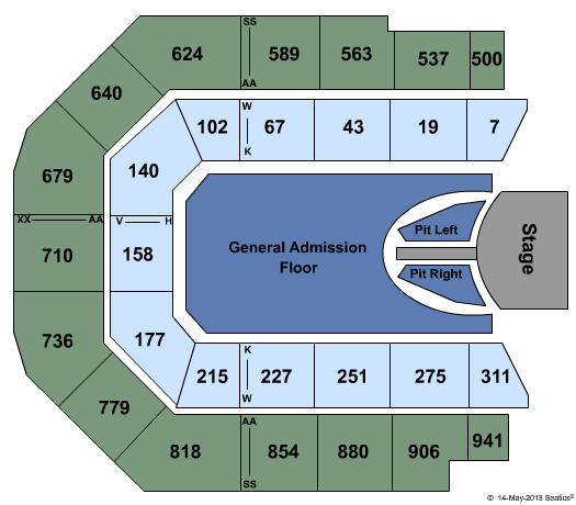 Spark Arena Standard Seating Chart