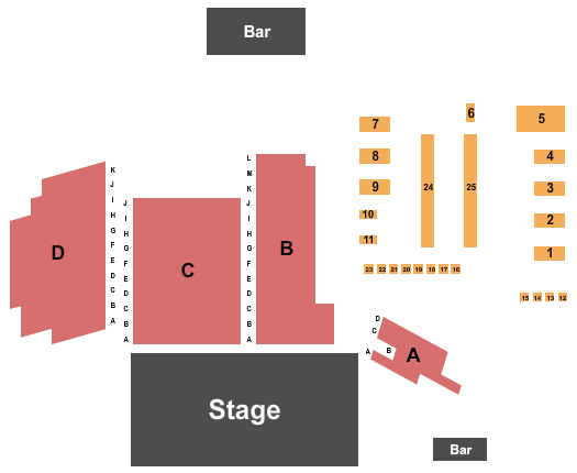 Ventura Music Hall Reserved Floor & Tables Seating Chart