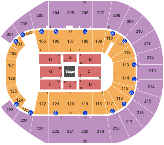 Simmons Bank Arena Center Stage Seating Chart
