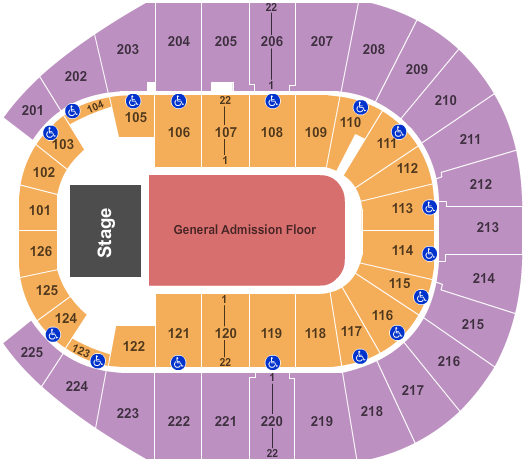 Simmons Bank Arena Endstage GA Floor 2 Seating Chart