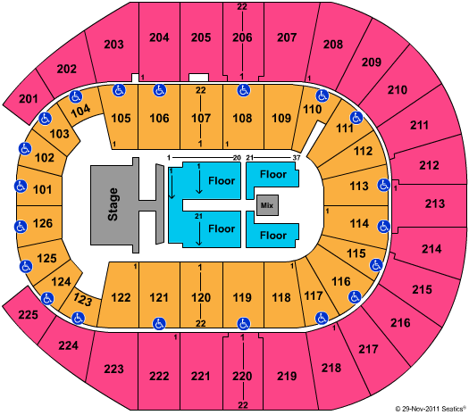 Simmons Bank Arena Rascal Flatts Seating Chart