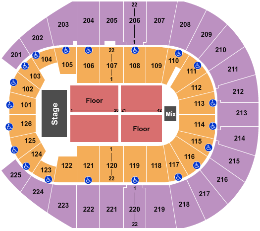 Simmons Bank Arena The Millennium Tour Seating Chart
