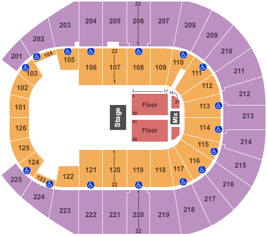 Simmons Bank Arena Theatre Setup 2016 Seating Chart