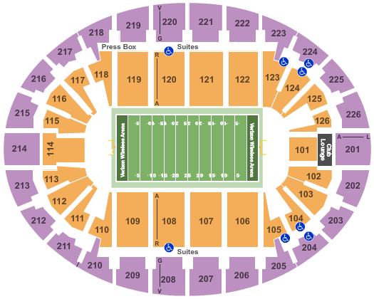 SNHU Arena Football Seating Chart