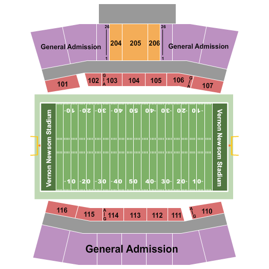Vernon Newsom Stadium Football Seating Chart