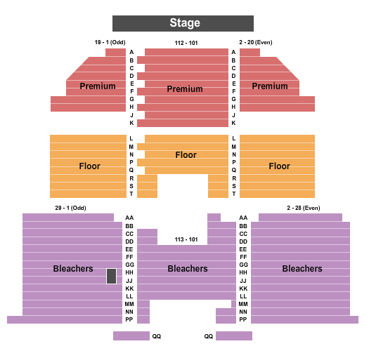 Veterans Memorial Auditorium - Grass Valley Endstage Seating Chart