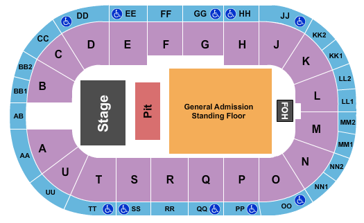 Viaero Event Center Endstage GA Pit & GA Floor Seating Chart