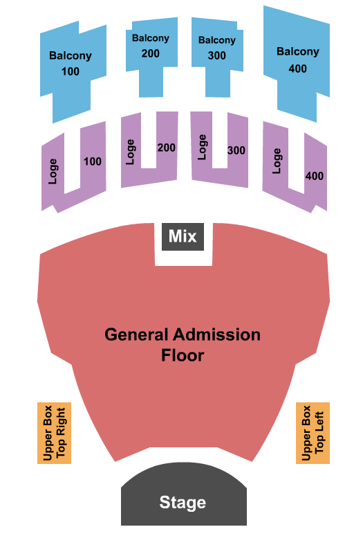 Vic Theatre Endstage GA Floor with Loge Seating Chart