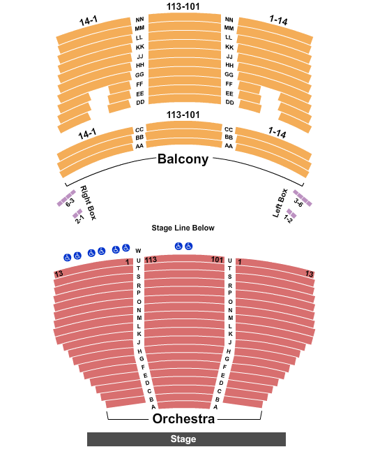 seating chart for Victoria Theatre - Dayton - End Stage - eventticketscenter.com