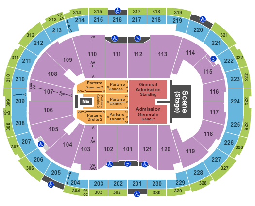 Centre Videotron Green Day Seating Chart