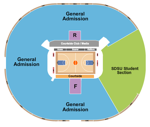 Viejas Arena At Aztec Bowl Basketball GA Seating Chart