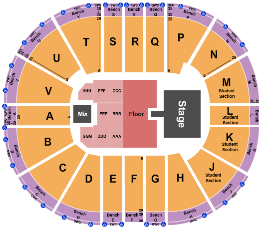 Viejas Arena At Aztec Bowl Cage The Elephant Seating Chart