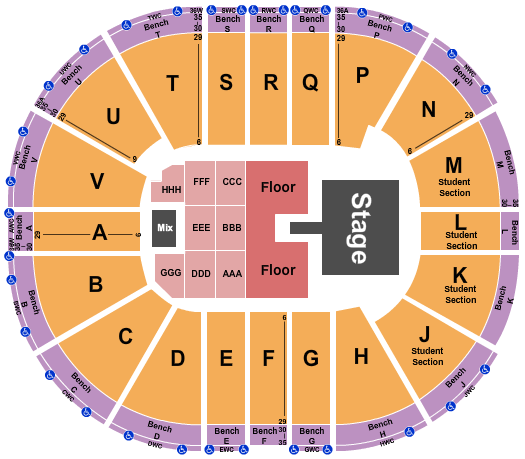 Viejas Arena At Aztec Bowl Endstage GA Pit w/ Catwalk Seating Chart