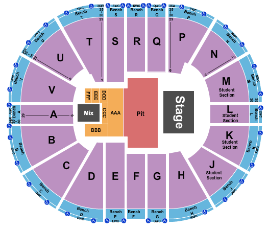 Viejas Arena At Aztec Bowl Endstage Pit Seating Chart