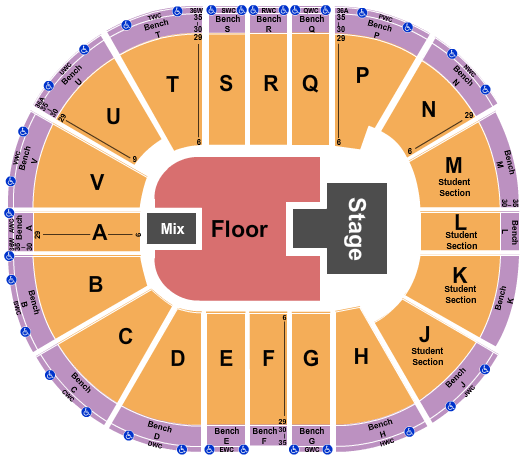 seating chart for Viejas Arena At Aztec Bowl - Paramore - eventticketscenter.com