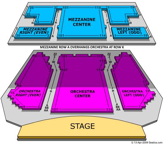 Virginia/August Wilson Theatre - NY End Stage Seating Chart