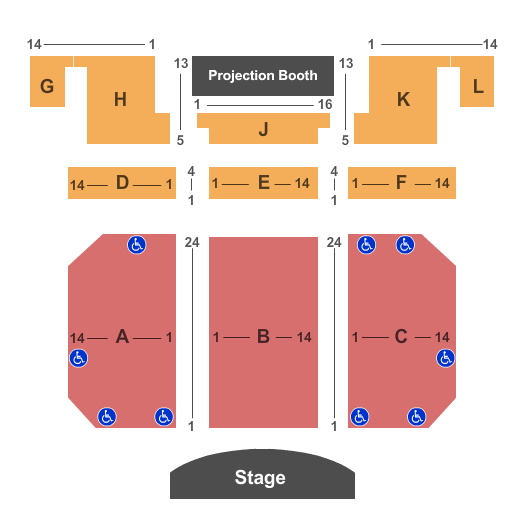 Fox Theatre - Visalia End Stage Seating Chart