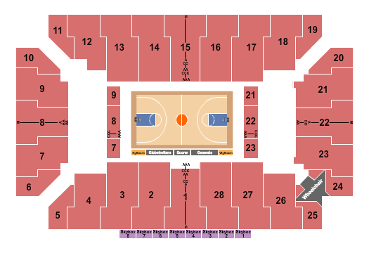 Visions Veterans Memorial Arena Harlem Globetrotters Seating Chart