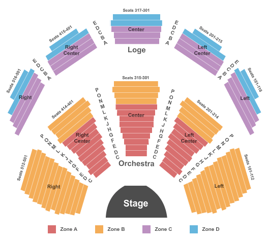 Vivian Beaumont Theatre at Lincoln Center End Stage - Interactive Zone Seating Chart