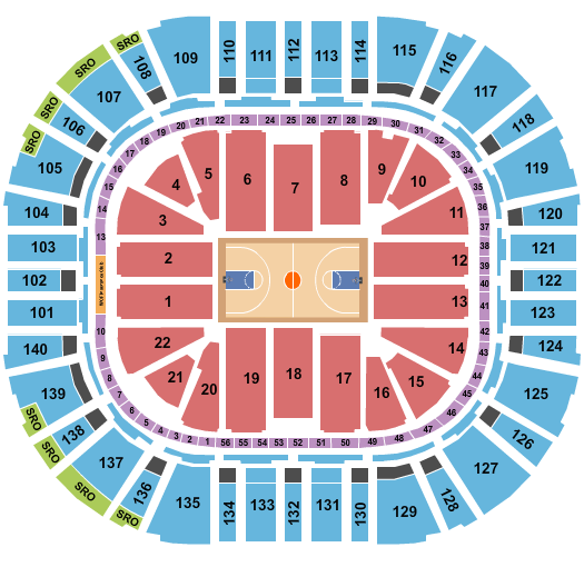 seating chart for Vivint Arena - Basketball - eventticketscenter.com